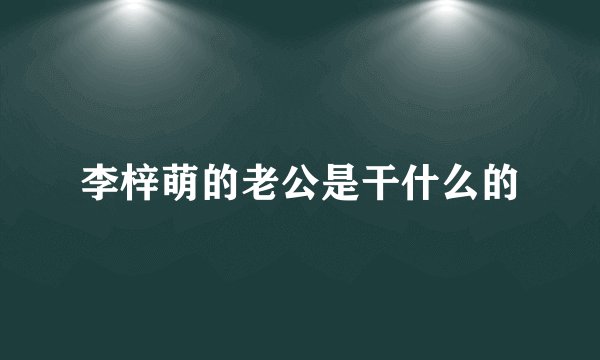 李梓萌的老公是干什么的