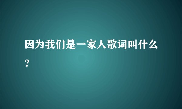 因为我们是一家人歌词叫什么？