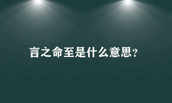 言之命至是什么意思？