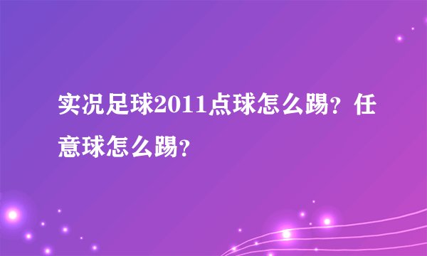 实况足球2011点球怎么踢？任意球怎么踢？