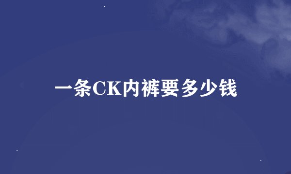 一条CK内裤要多少钱