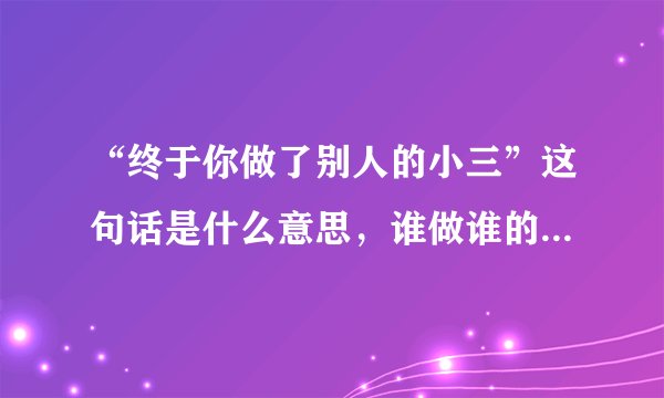 “终于你做了别人的小三”这句话是什么意思，谁做谁的小三呀！
