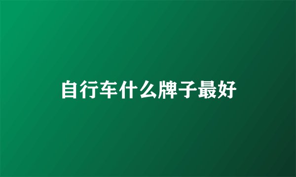 自行车什么牌子最好