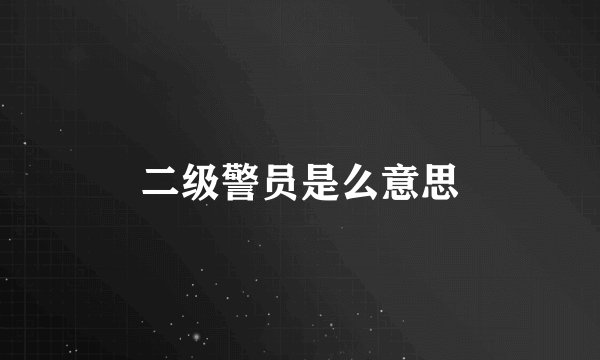 二级警员是么意思
