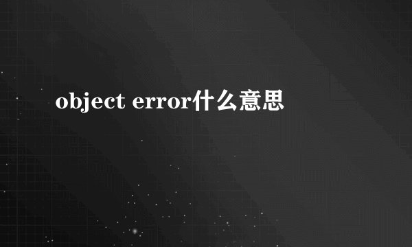 object error什么意思
