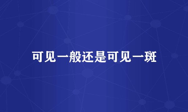 可见一般还是可见一斑