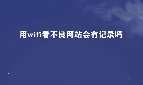 用wifi看不良网站会有记录吗