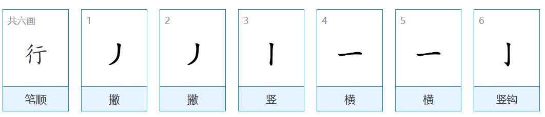 行的笔画顺序