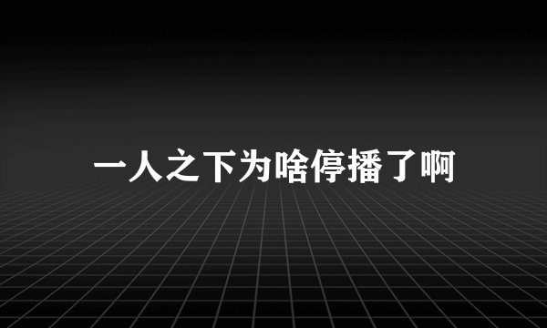 一人之下为啥停播了啊