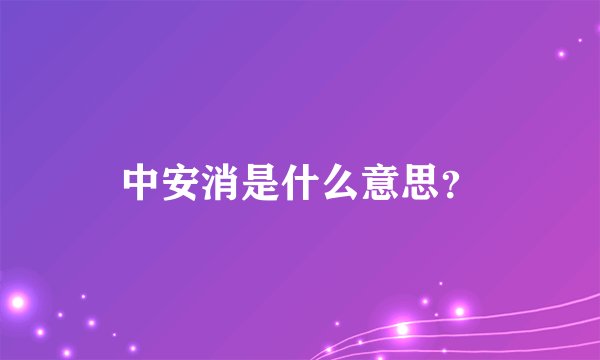 中安消是什么意思？