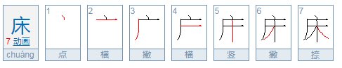 床字笔顺笔画顺序