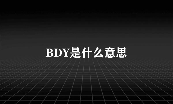 BDY是什么意思
