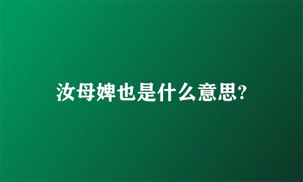 汝母婢也是什么意思?