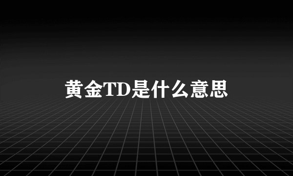 黄金TD是什么意思