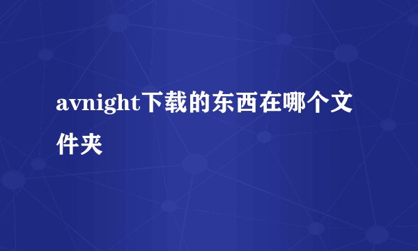avnight下载的东西在哪个文件夹