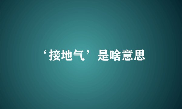 ‘接地气’是啥意思