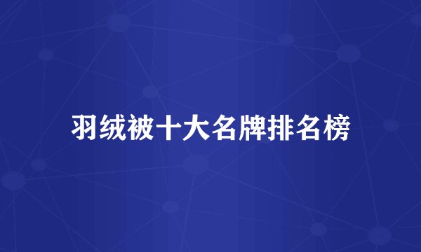 羽绒被十大名牌排名榜