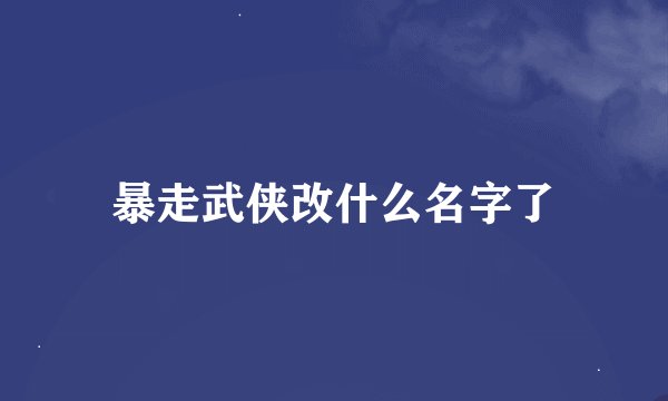 暴走武侠改什么名字了