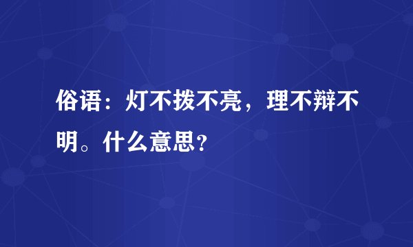 俗语：灯不拨不亮，理不辩不明。什么意思？