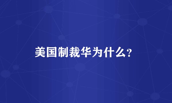 美国制裁华为什么？