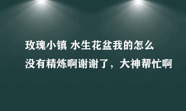 玫瑰小镇 水生花盆我的怎么没有精炼啊谢谢了，大神帮忙啊