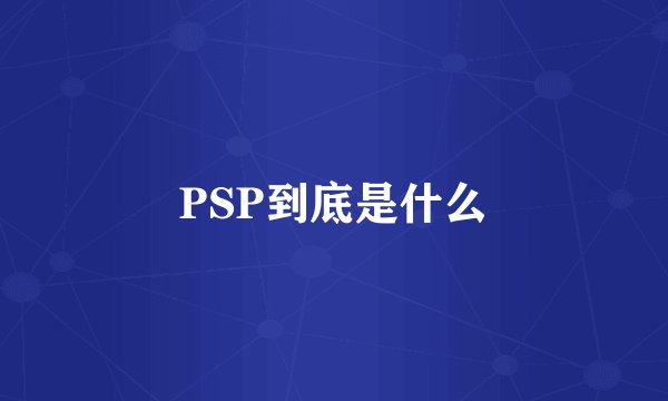 PSP到底是什么