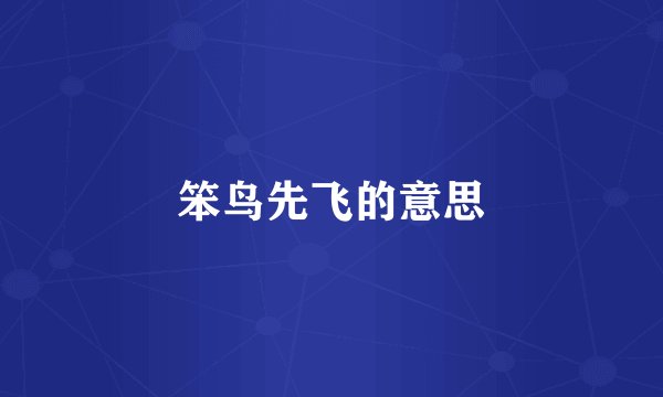 笨鸟先飞的意思