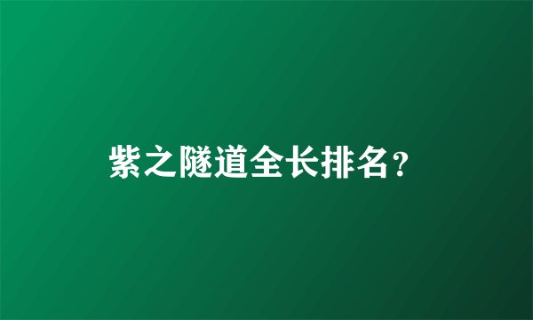 紫之隧道全长排名？