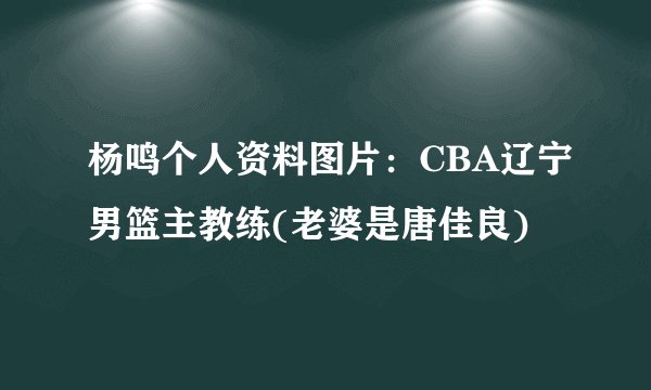 杨鸣个人资料图片：CBA辽宁男篮主教练(老婆是唐佳良)