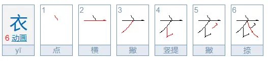 衣的笔顺是
