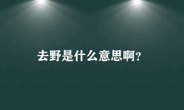 去野是什么意思啊？