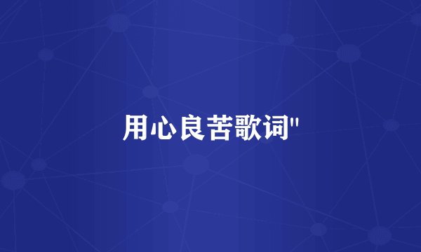用心良苦歌词