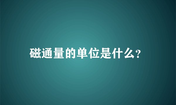 磁通量的单位是什么？