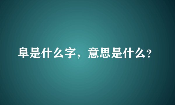 阜是什么字，意思是什么？