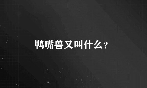 鸭嘴兽又叫什么？