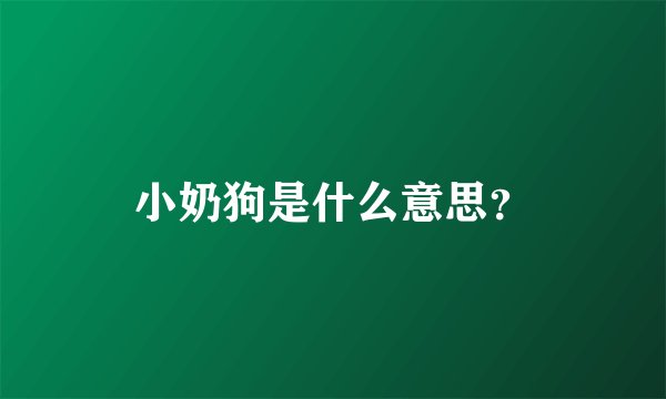 小奶狗是什么意思？
