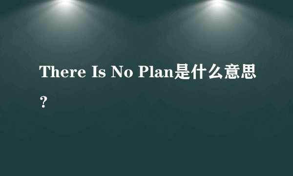 There Is No Plan是什么意思？