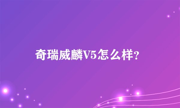 奇瑞威麟V5怎么样？