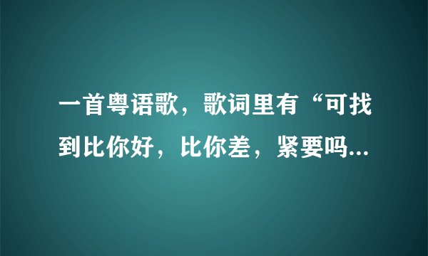 一首粤语歌，歌词里有“可找到比你好，比你差，紧要吗？……”，这是什么哥？