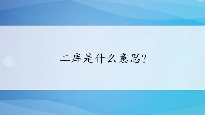 二库是什么意思？