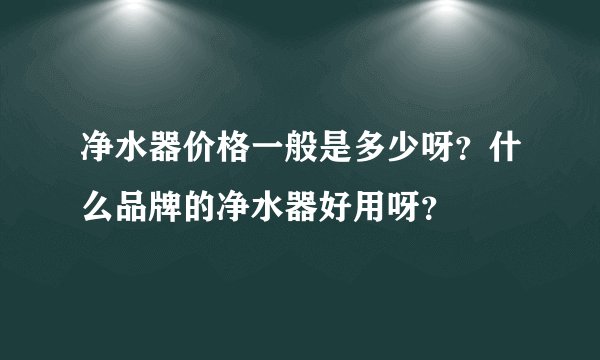 净水器价格一般是多少呀？什么品牌的净水器好用呀？