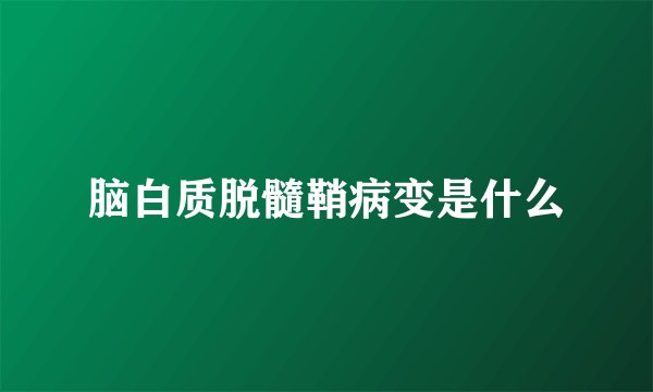 脑白质脱髓鞘病变是什么
