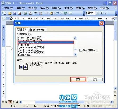在Word中使用公式编辑器及输入空格技巧