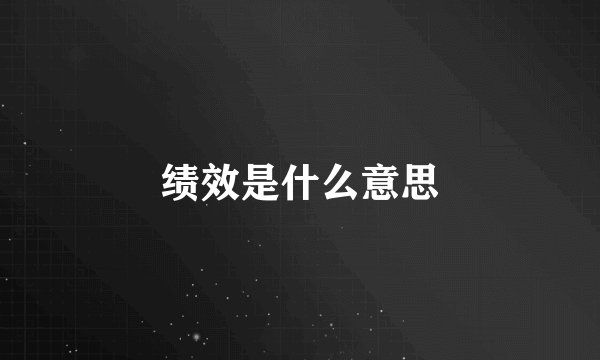 绩效是什么意思
