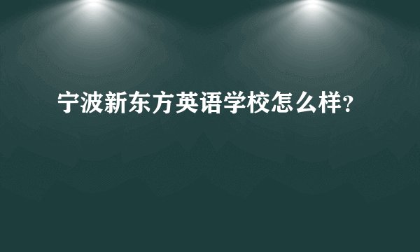 宁波新东方英语学校怎么样？