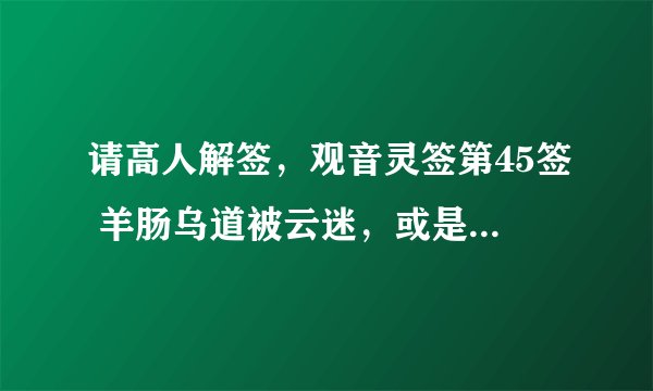 请高人解签，观音灵签第45签 羊肠乌道被云迷，或是投东或是西，幸遇樵夫来指引，迢迢明路识高低。