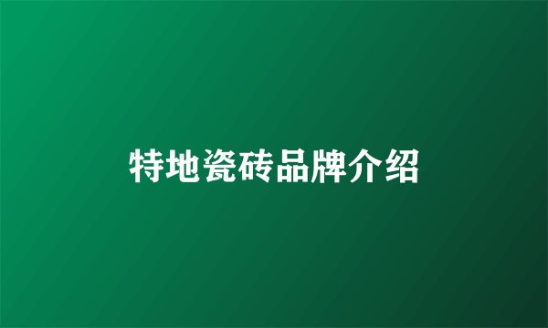 特地瓷砖品牌介绍