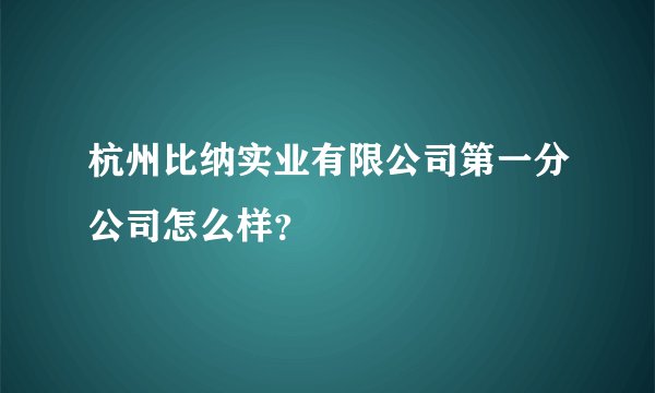 杭州比纳实业有限公司第一分公司怎么样？
