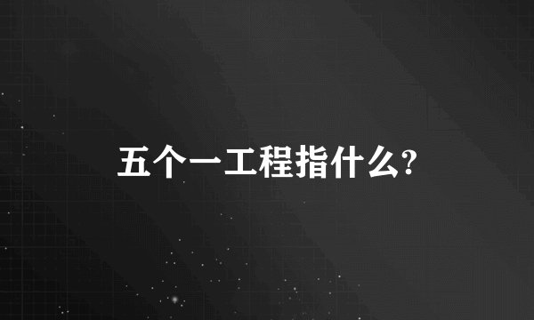 五个一工程指什么?
