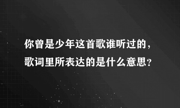 你曾是少年这首歌谁听过的，歌词里所表达的是什么意思？